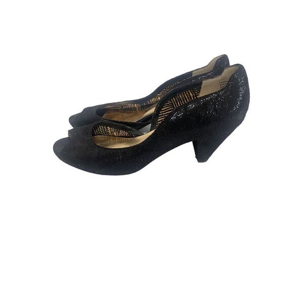 Seychelle’s Glitter Black Peep Toe Heels - Picture 1 of 12